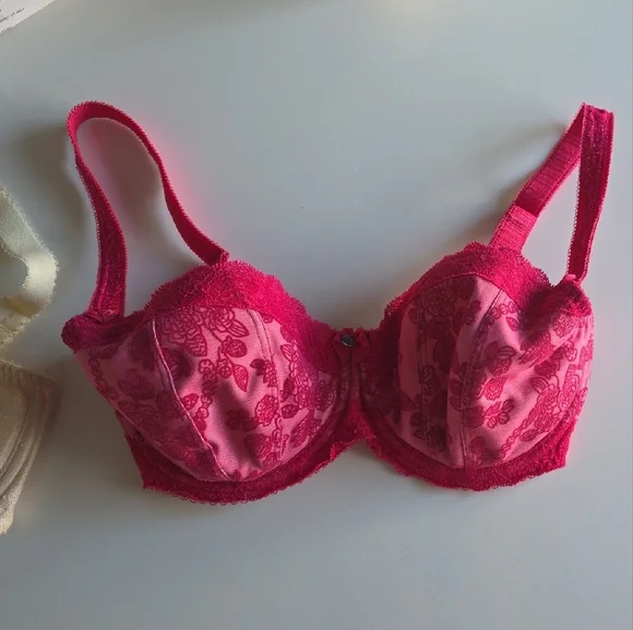2 Fantasie Mae Hot Pink & Ivory Lace Underwire Bras - 30H US *Valentine's Sexy - Picture 7 of 16